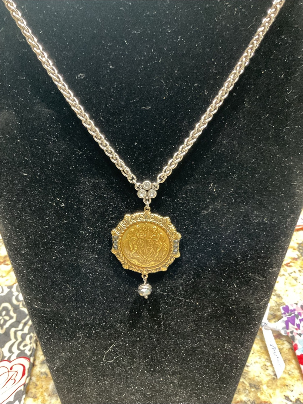 Brighton Gold and Silver Medallion Pendant Necklace